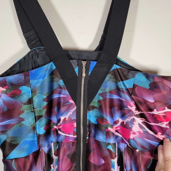 MacKenzie Mode Dress 10 Intrigue Spring Fling Floral Bandage Pocket Black Modern - Picture 3 of 9